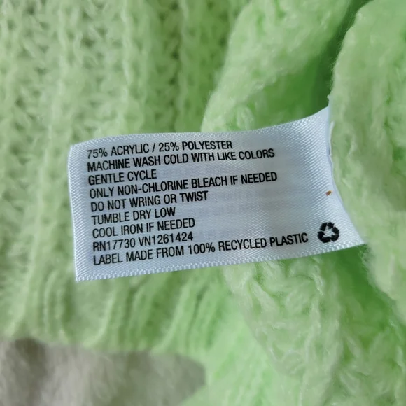 Wild Fable | NWT Oversized Bright Lime Green Lightweight Chunky Knit Sweater - Picture 5 of 12